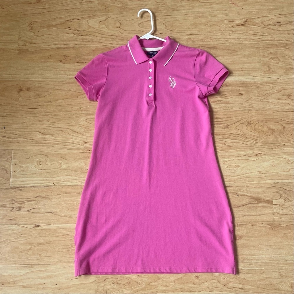 Pink U.S. Polo Assn. polo dress Silver Line Tag Woman’s Medium Great Condition - Picture 2 of 8